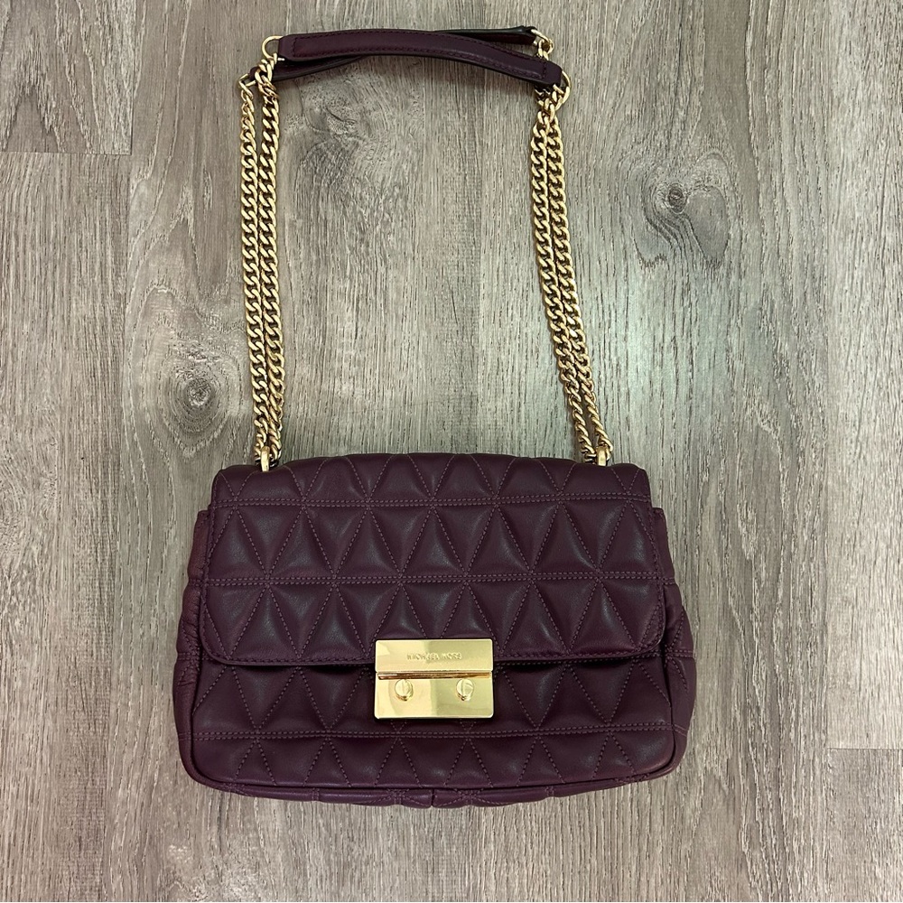 Michael Kors Burgundy Quilted Leather Sloan Chain Shoulder Bag